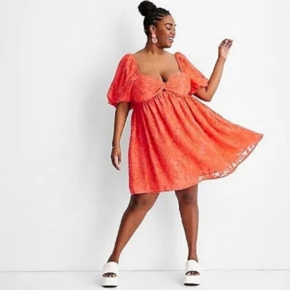 Future Collective w Gabriella Karefa-Johnson Floral Puff Short Sleeve Dress 1X